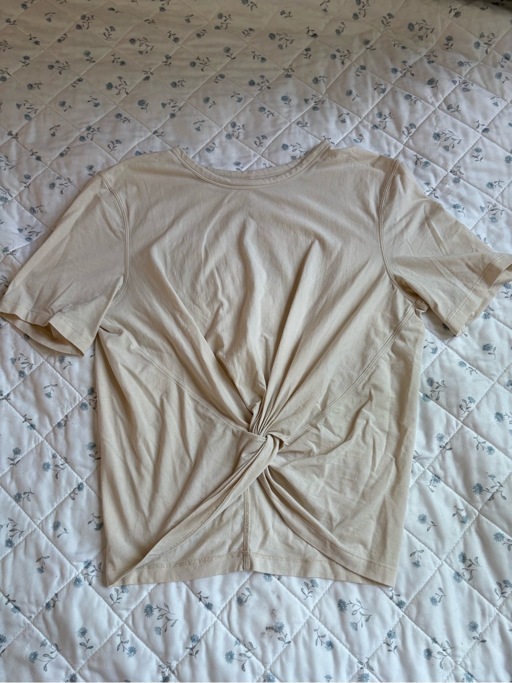 Twist-Front Short Sleeve Lululemon Top in Light Beige